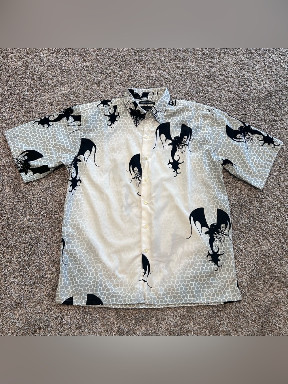 UTOPIA VintageMen'sGOTHIC DRAGON FAIRY Graphic Button Up Shirt Suede Microfibe L - Picture 1 of 6